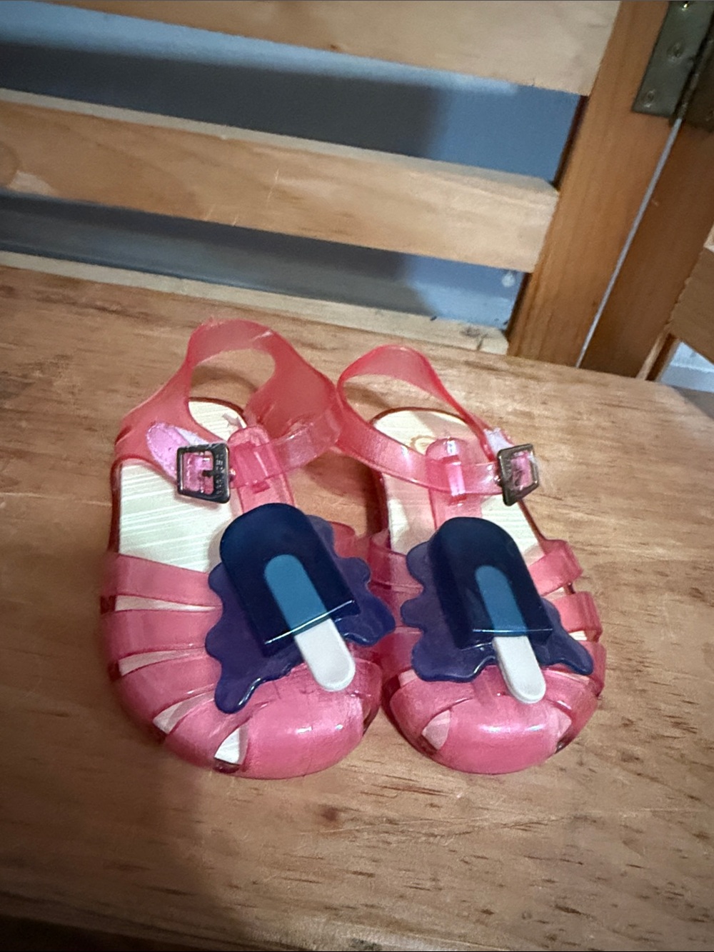 Kids Pink Jelly Sandals with Popsicle Charm
